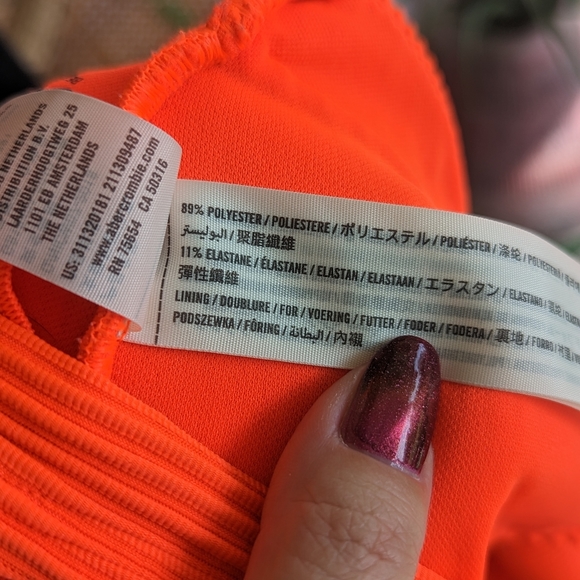 Hollister Swim XL Ribbed Scoop Neon Orange Bikini Top Bright Vacation Vibes - Picture 12 of 12